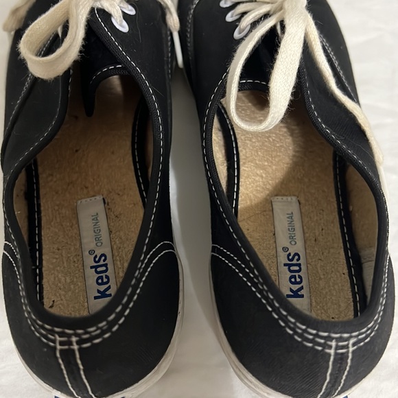 Black Lace Up Keds Sneakers Size 8.5 White Shoe Strings Laces Used - Picture 6 of 16